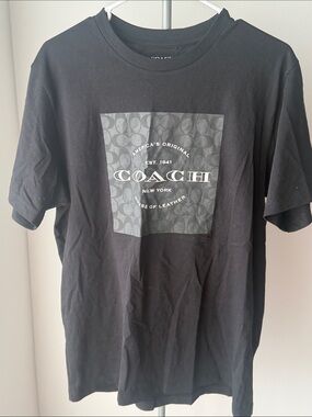 Coach Black Short-Sleeve Tee with Monogram Square Logo